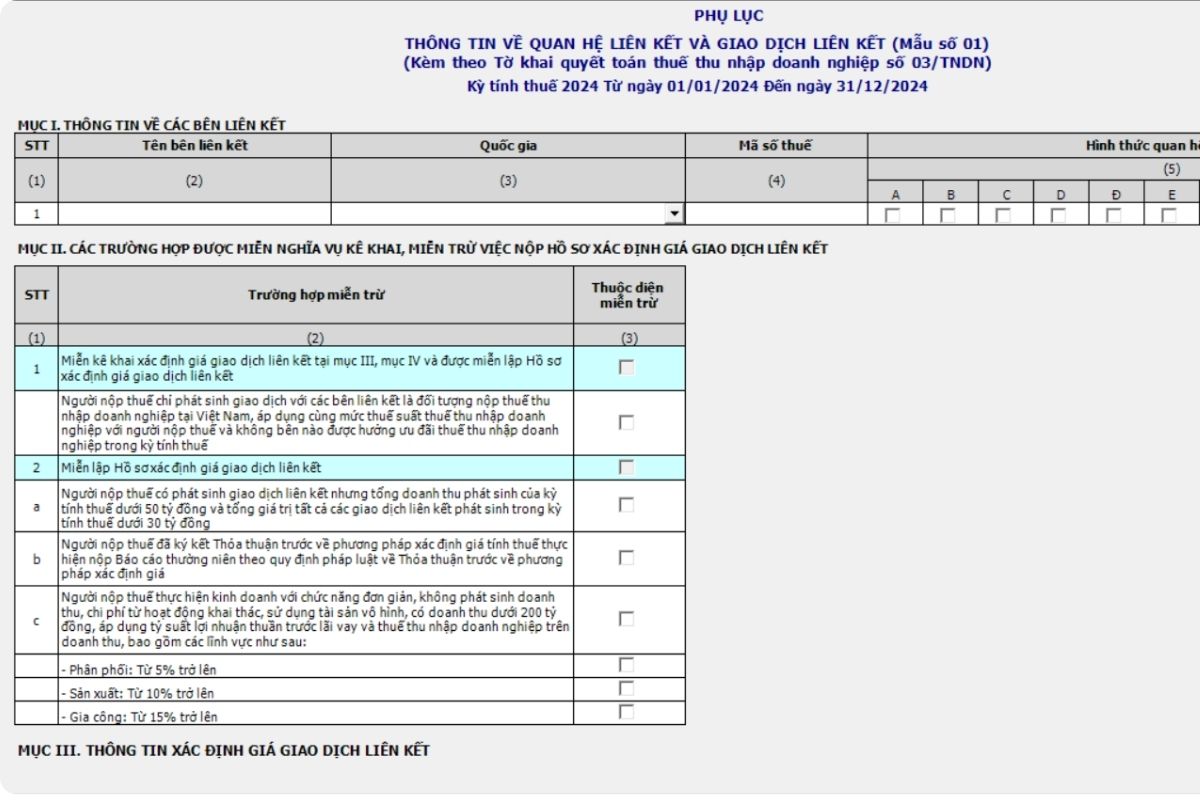Phụ lục giao dịch liên kết Mẫu 01_GDLK