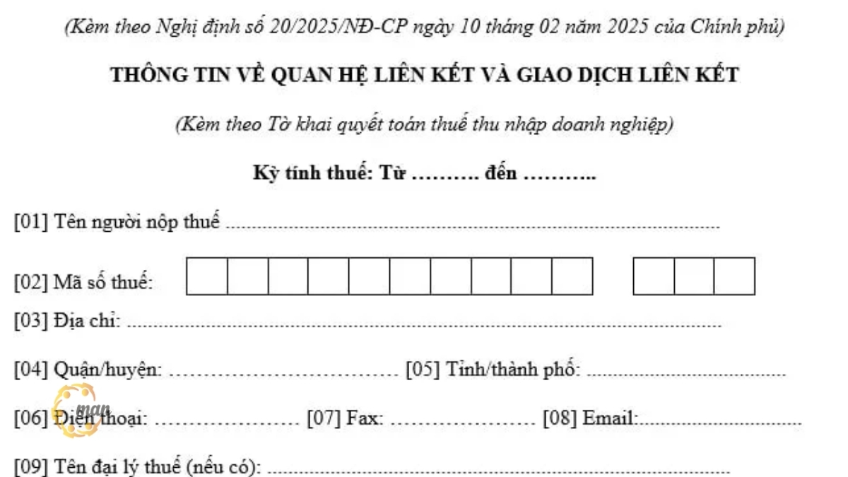 Tải mẫu tờ khai giao dịch liên kết mới nhất 2026